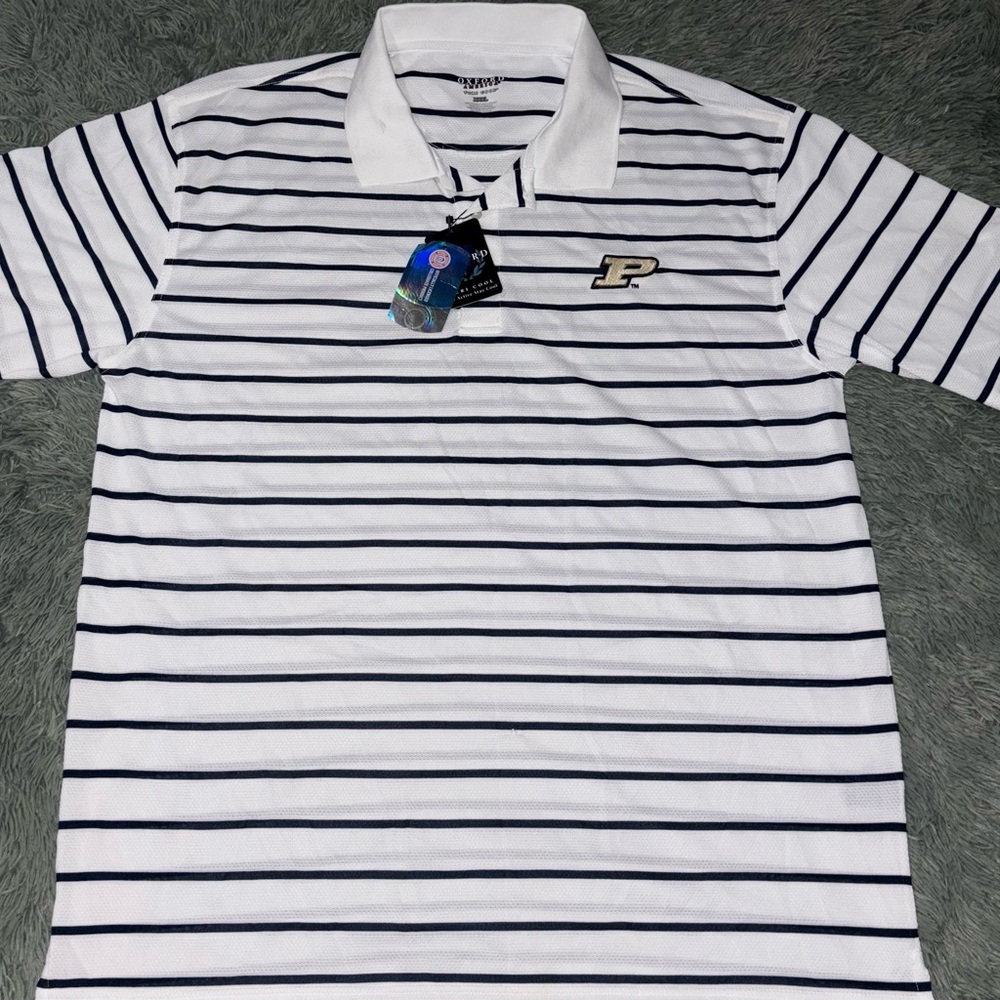 White and Black Striped Polo Shirt